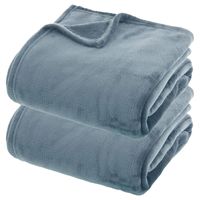 Fleece dekens/fleeceplaids - 2x - ijsblauw - 180 x 230 cm - polyester - bankdeken