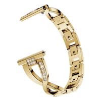 X-vormige diamant-bezaaid massief roestvrijstalen polsband horlogeband voor Samsung Gear S3 (goud)