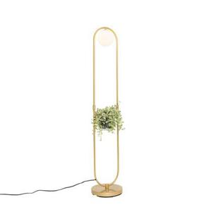 QAZQA Art Deco vloerlamp goud met wit glas - Isabella