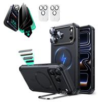 iPhone 17 Pro Max Bundle Cyber Tough Magnetic Case (Camera Control, Stash Stand) and Armorite Privacy Screen Protector - Black