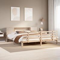 Bed met boekenkast zonder matras massief grenenhout 200x200 cm