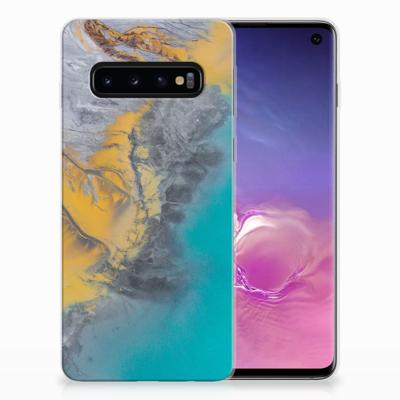 Samsung Galaxy S10 | TPU | Siliconen hoesje | Marble Blue Gold