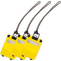 Kofferlabel van 9,5 cm - Pakket van 5x stuks - Reiskoffer reisaccessoires - geel - beschrijfbaar