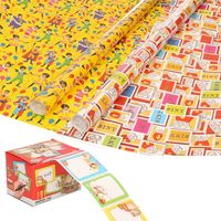 Sinterklaas inpakpapier/cadeaupapier 6x rollen en 50 naam stickers