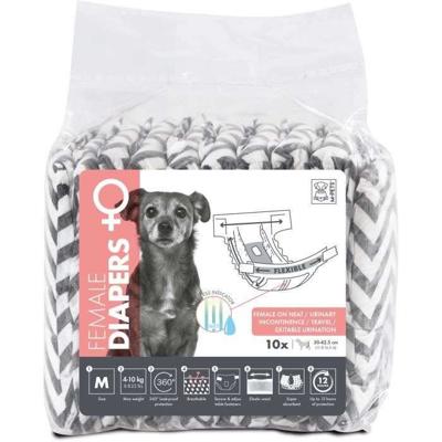 Hondenluiers - M PETS - LUIERS - Vrouw M x10 - Tailleomtrek 30-42,5 cm - 4-10 kg - Vochtigheidsindicator - 12 uur bescherming