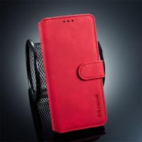 Dg. MING retro olie kant horizontale flip case voor Galaxy S10 E met houder & kaartsleuven & portemonnee (rood)