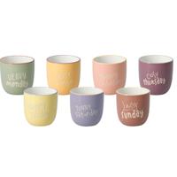 Excellent Houseware mokken set Days - 7x - kleurenmix - 220 ml - kopjes - weekdagen - kantoormok