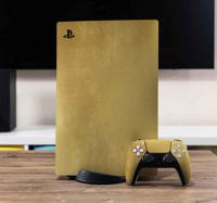 PS5 sticker Geborsteld gouden huid - thumbnail