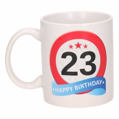 Verjaardag 23 jaar verkeersbord mok / beker
