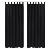 VidaXL Micro-satijnen gordijnen met ringen 140 x 225 cm 2 stuks (zwart)