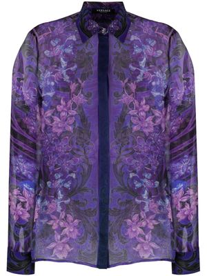 Versace chemise à motif graphique - Noir