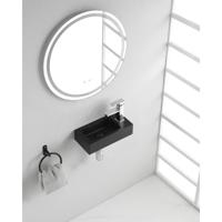 Wiesbaden Rhea S - Mini Fontein Rechts 36.5x18x9cm Quartz Zwart