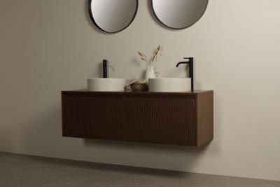 Badezimmermöbel Nussbaum Riffelung Kawi 140 cm