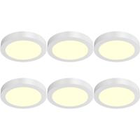 LED Downlight Opbouwspot 6 Stuks - Brinton Thin - 12W 1120lm 120° Bundelhoek - Warm Wit 3000K - IP40 - Rond - Wit - Ø172mm