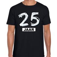 Leeftijd 25 jaar - verjaardag cadeau t-shirt - zwart - voor heren - korte mouwen - katoen