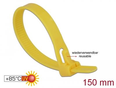 DeLOCK 18760 kabelbinder Losmaakbare kabelbinder Nylon Geel 100 stuk(s)
