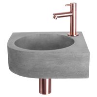 Fonteinset Differnz Cleo 31.5x31.5x10 cm Beton Donker Grijs Met Kraan Recht Rood Koper Differnz - thumbnail