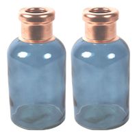 Countryfield Bloemenvaas Firm Bottle - 2x - transparant blauw/koper - glas - D10 x H21 cm - Vazen - thumbnail