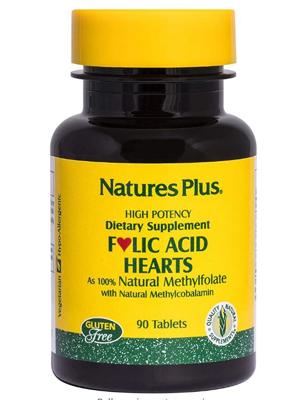 Folic Acid Hearts 400 mcg (90 Tablets) - Nature&apos;s Plus