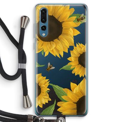 Sunflower and bees: Huawei P20 Pro Transparant Hoesje met koord