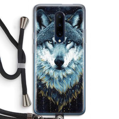 Darkness Wolf: OnePlus 7 Pro Transparant Hoesje met koord