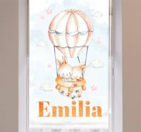 Babykamer rolgordijn met pastel ballon met lieve dieren
