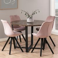 Bendt Ronde Eettafel 'Per' Ø110cm Marmerlook, kleur Bruin