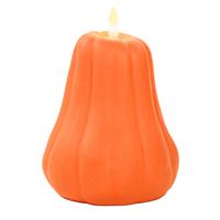 Anna's Collection LED pompoen kaars - oranje - D13 x H11 cm - met timer