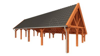 Trendhout Kapschuur de Hofstee XXL 1505x720 cm- Kapschuurdak- Onbehandeld lariks Douglas hout- Trendhout