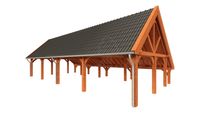 Kapschuur de Hofstee XXL 1505x720 cm- Kapschuurdak- Onbehandeld lariks Douglas hout- Trendhout