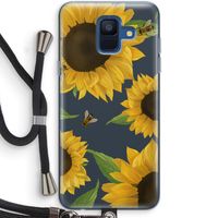 Sunflower and bees: Samsung Galaxy A6 (2018) Transparant Hoesje met koord