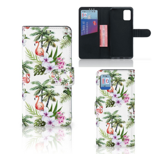 Samsung Galaxy A31 Telefoonhoesje met Pasjes Flamingo Palms