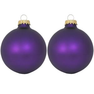 Krebs kerstballen - 16x st - magic velvet paars - 7 cm - glas - kerstversiering