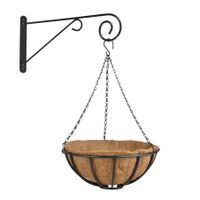 Hanging basket 35 cm van metaal met muurhaak - complete hangmand set - thumbnail