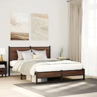 Bedframe zonder matras metaal bruin eikenkleurig 137x190 cm