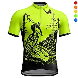 Voor heren Wielrenshirt Korte mouw Fietsen Shirt Kleding Bovenlichaam met 3 achterzakken Bergracen Wegwielrennen Ademend Sneldrogend Vochtregelerend Reflecterende strips Rood Blauw Donkergroen Lightinthebox