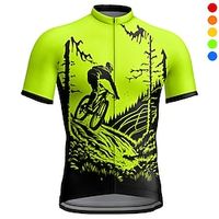 Voor heren Wielrenshirt Korte mouw Fietsen Shirt Kleding Bovenlichaam met 3 achterzakken Bergracen Wegwielrennen Ademend Sneldrogend Vochtregelerend Reflecterende strips Rood Blauw Donkergroen Lightinthebox - thumbnail