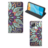 OPPO A15 Smart Cover Purple Flower - thumbnail