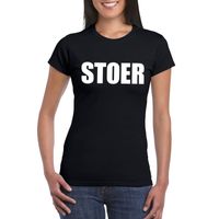 Stoer tekst t-shirt zwart dames - thumbnail