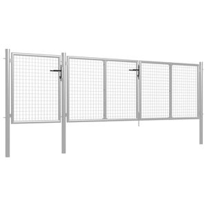 The Living Store Tuinpoort 400x150cm - Staal - Zilver - Inclusief Slot