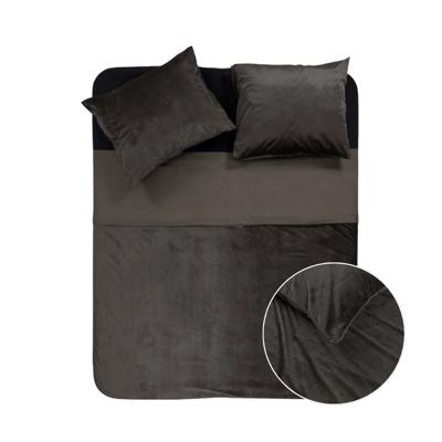 Dekbedovertrek Velvet Piping - Eenpersoons (140x200 cm) - Taupe Microvezel - Dessin: Effen - Sleeptime - Dekbed-Discounter.nl