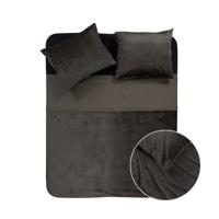 Dekbedovertrek Velvet Piping - Eenpersoons (140x200 cm) - Taupe Microvezel - Dessin: Effen - Sleeptime - Dekbed-Discounter.nl