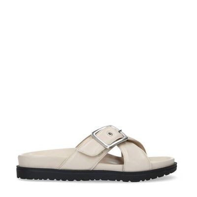 Manfield leren slippers beige