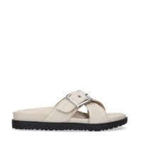 Manfield leren slippers beige - thumbnail