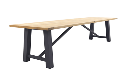 Keltex tuintafel - teak/aluminium - antraciet - 330x101 cm.