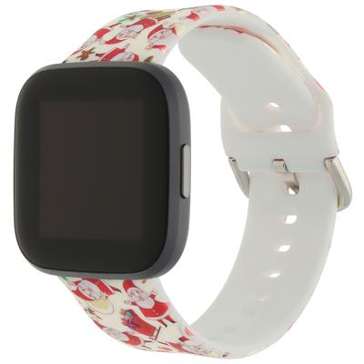 Fitbit Versa Print Sport Band - Kerst Kerstman Rood Fitbit Versa Print Sport Band - Kerst Kerstman Rood
