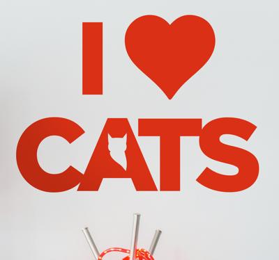 Muursticker I love Cats