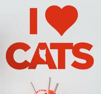Muursticker I love Cats