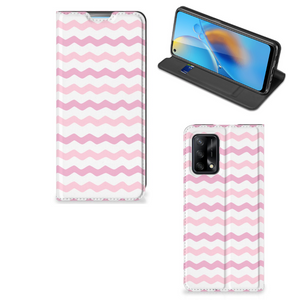 OPPO A74 4G Hoesje met Magneet Waves Roze