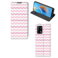 OPPO A74 4G Hoesje met Magneet Waves Roze - thumbnail